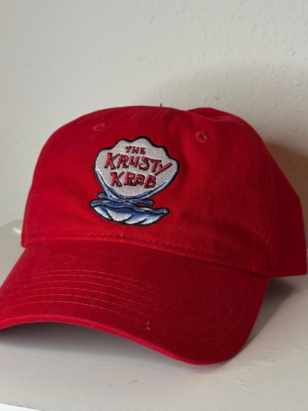 SpongeBob SquarePants The Krusty Krab Embroidered Strapback Dad Hat Red NWT